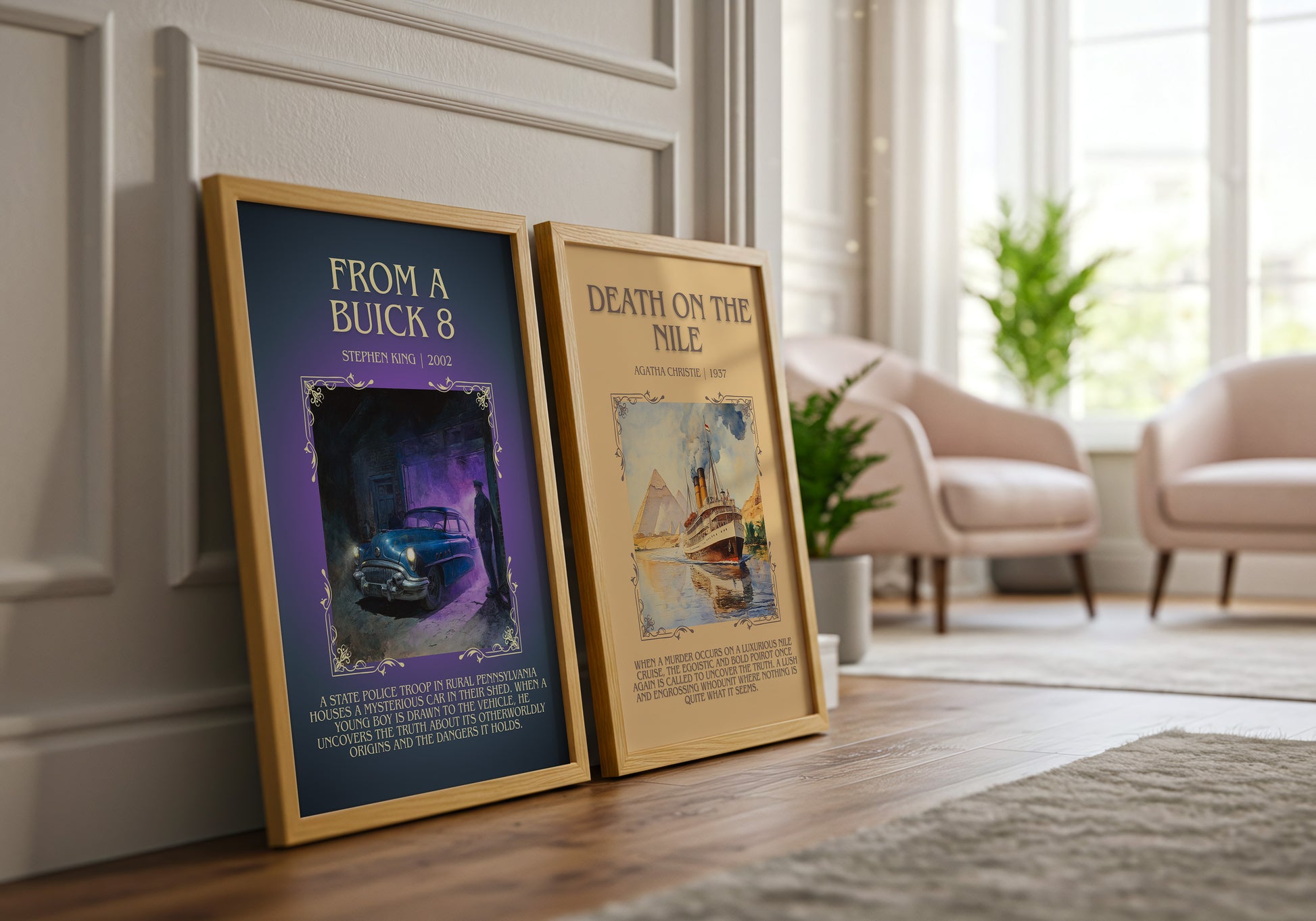 From a Buick 8 minimalist print framed by window – literary home decor