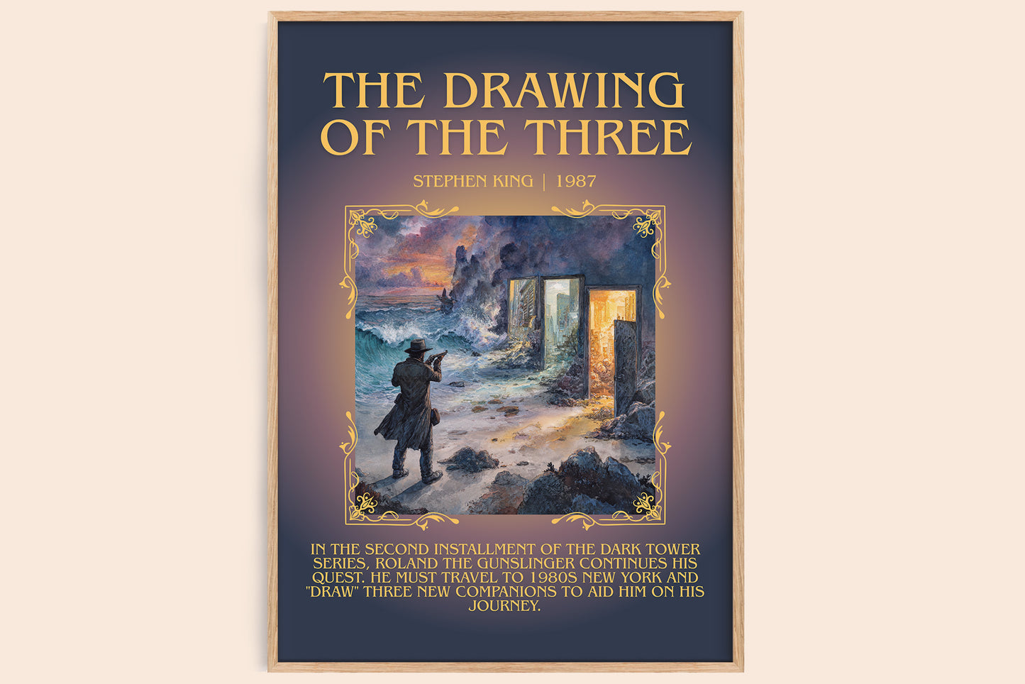 The Drawing of the Three minimalist book poster by Stephen King – framed literary art print