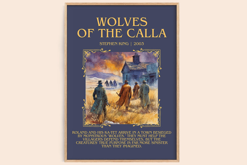 Wolves of the Calla minimalist book poster by Stephen King – framed literary art print