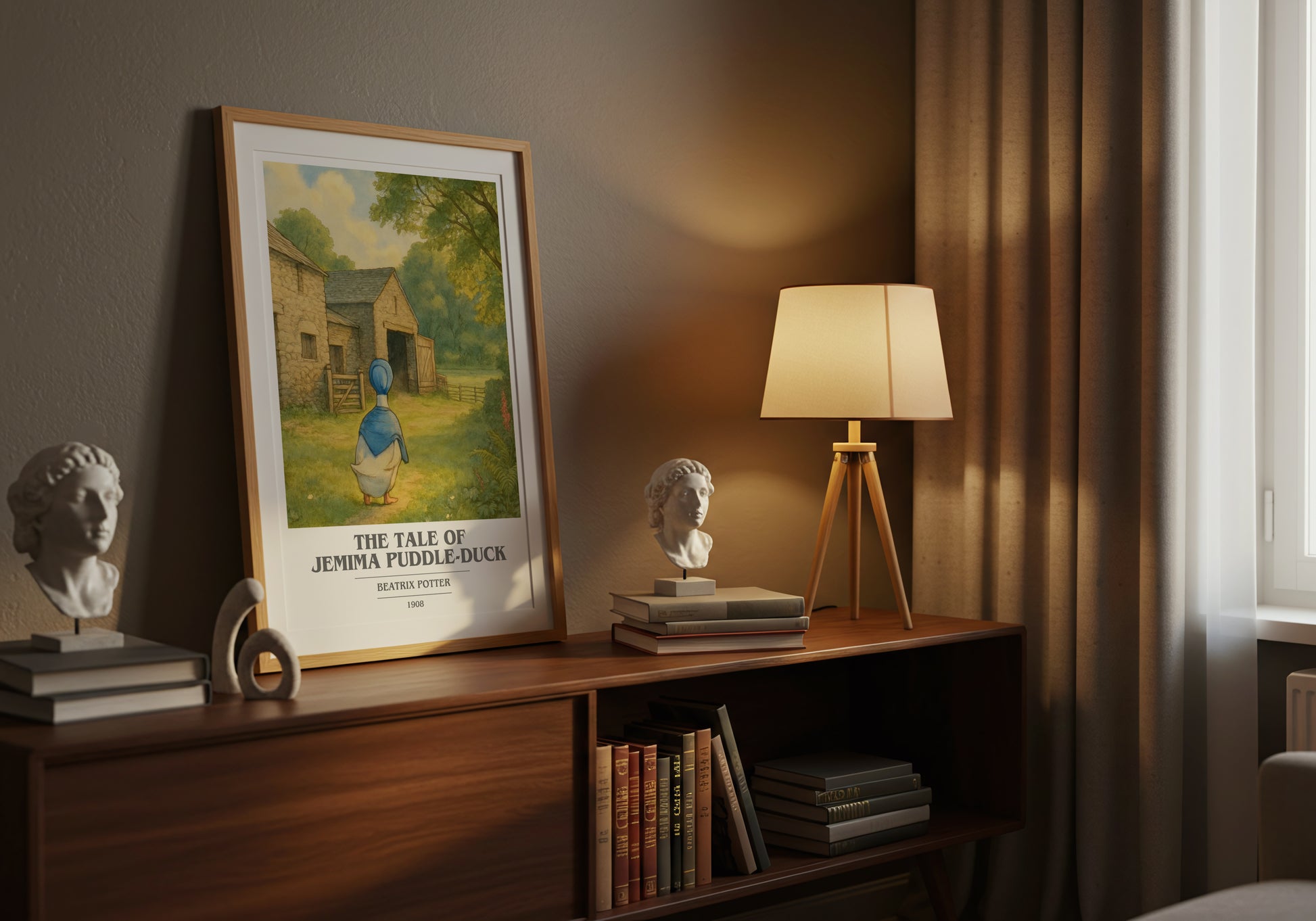 The Tale Of Jemima Puddle-Duck book cover book poster framed on wall – childrens wall art