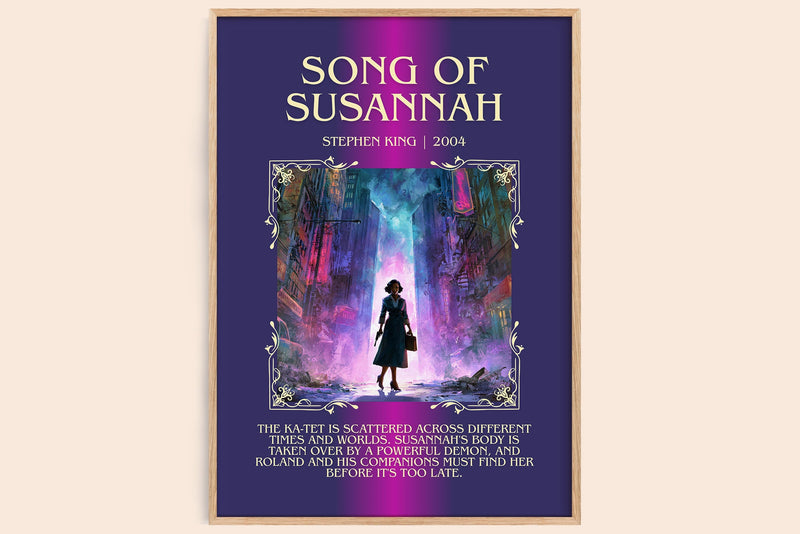 Song of Susannah minimalist book poster by Stephen King – framed literary art print