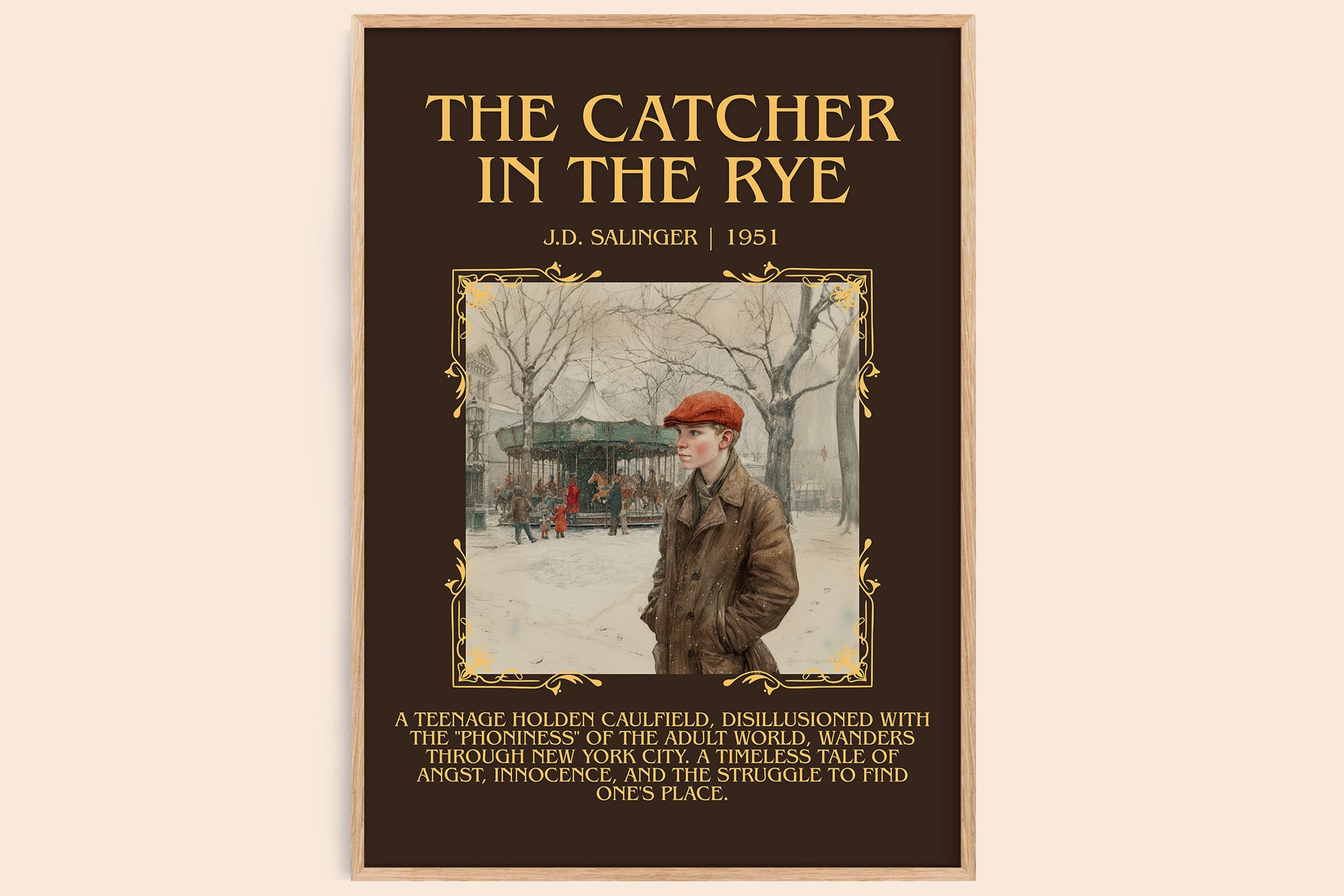 The Catcher in the Rye minimalist book poster by J. D. Salinger – framed literary art print