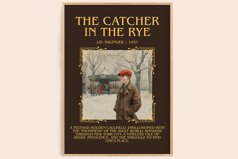 The Catcher in the Rye minimalist book poster by J. D. Salinger – framed literary art print