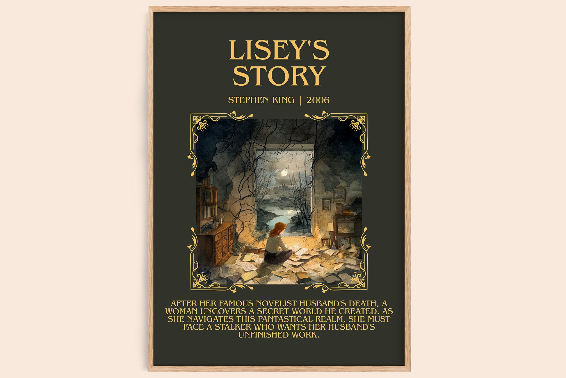 Lisey's Story minimalist book poster by Stephen King – framed literary art print