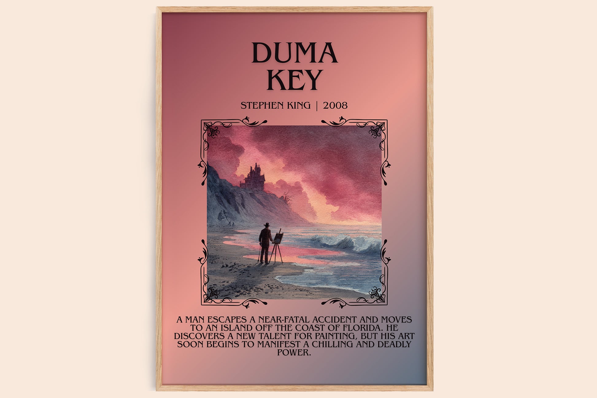 Duma Key minimalist book poster by Stephen King – framed literary art print