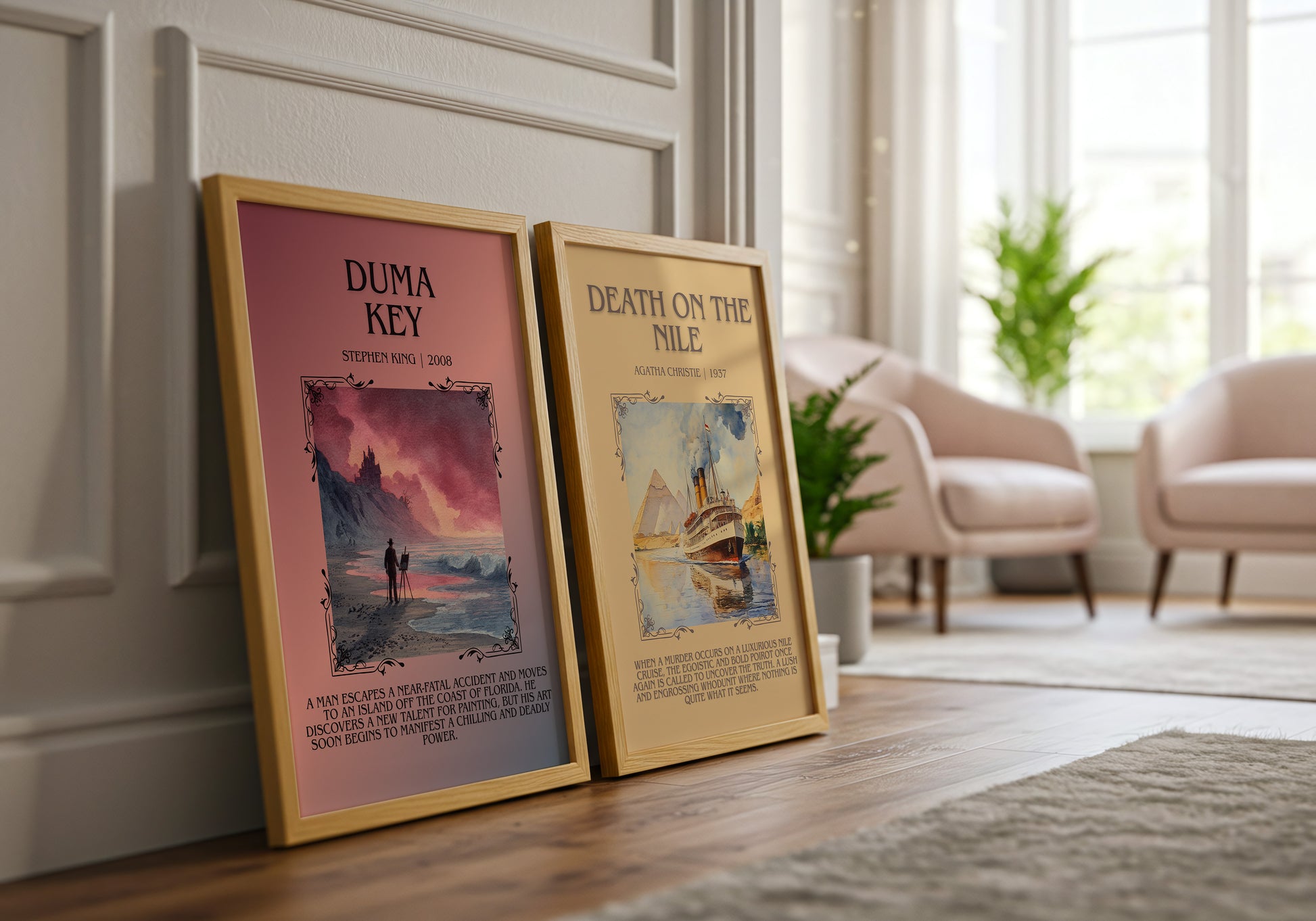 Duma Key minimalist print framed by window – literary home decor