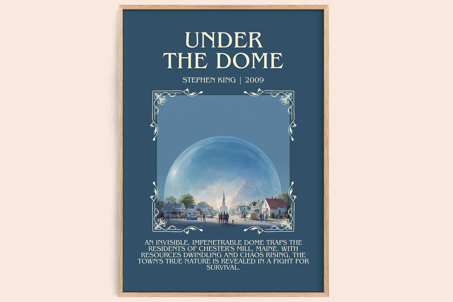 Under the Dome minimalist book poster by Stephen King – framed literary art print