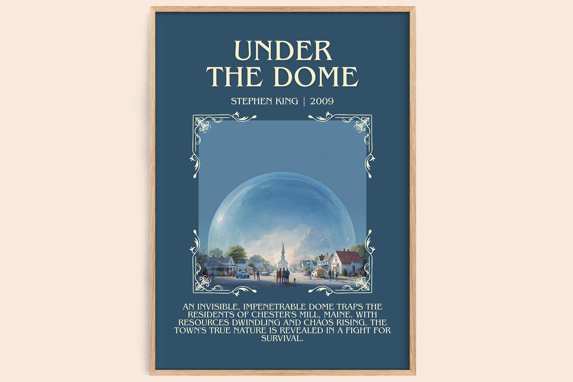 Under the Dome minimalist book poster by Stephen King – framed literary art print