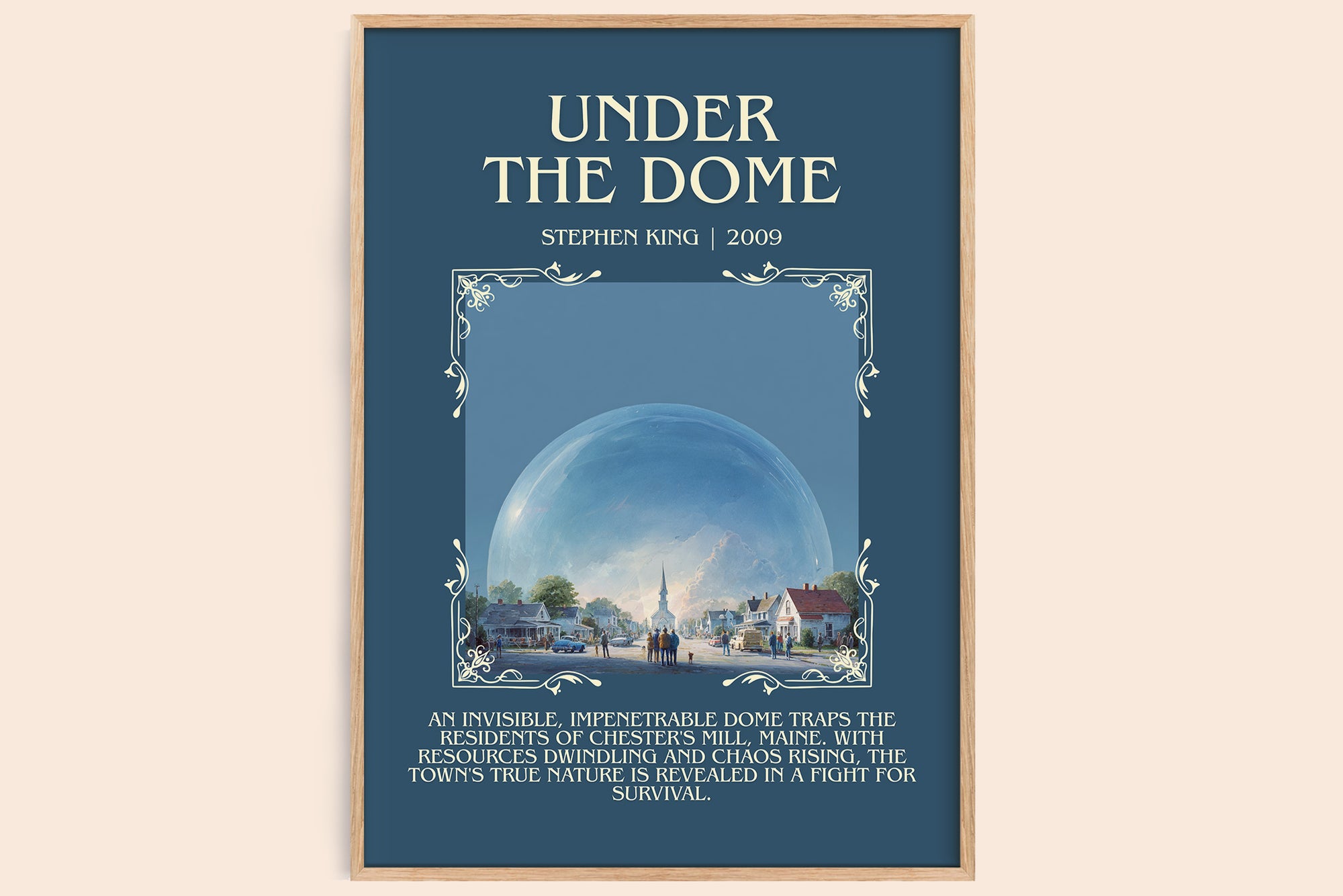 Under the Dome minimalist book poster by Stephen King – framed literary art print