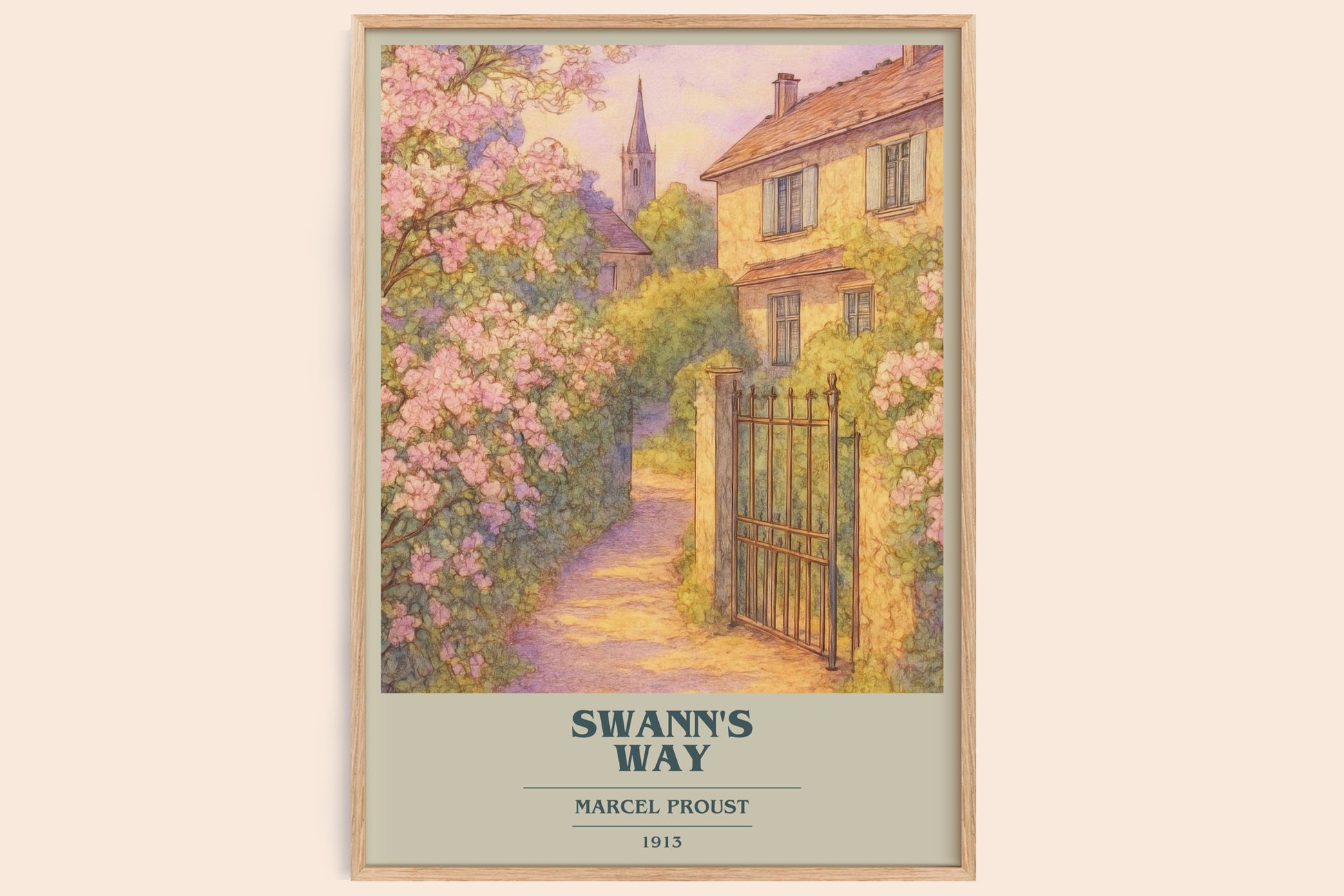 Swann's Way book cover book poster by Marcel Proust – framed literary art print