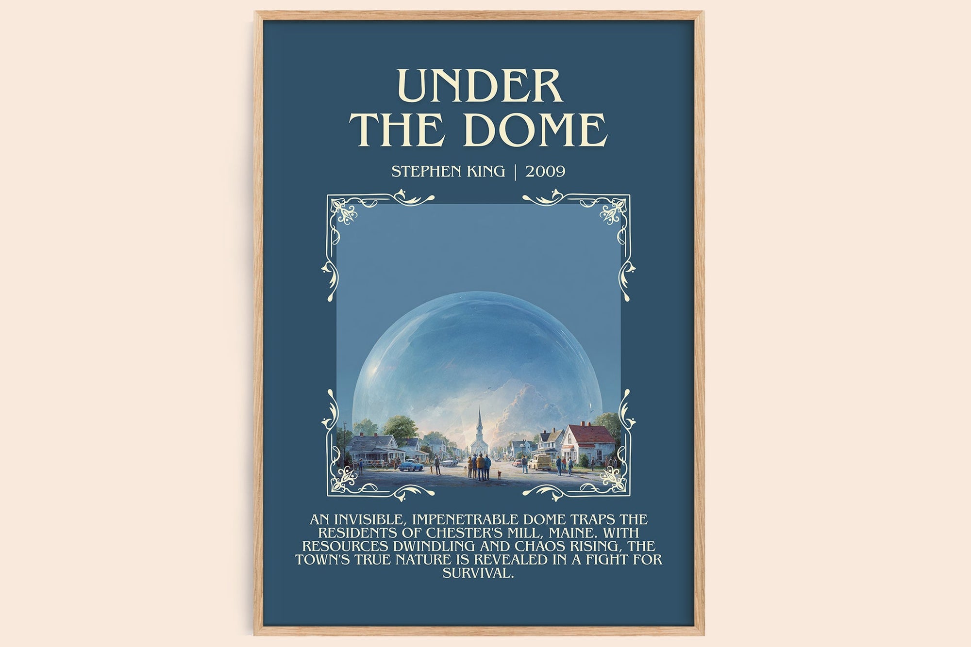 Under the Dome minimalist book poster by Stephen King – framed literary art print