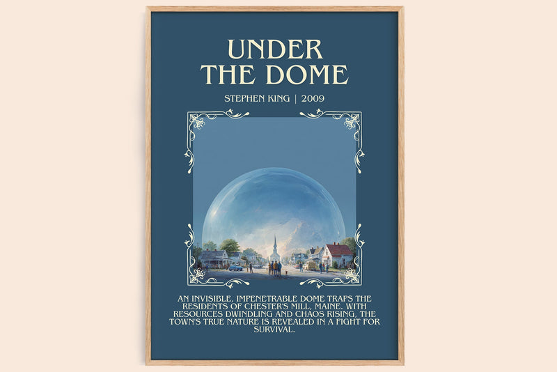 Under the Dome minimalist book poster by Stephen King – framed literary art print