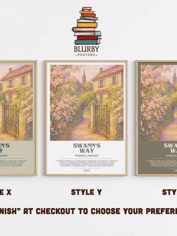 Swann's Way bookish print in frame leaning in hallway – classic literature wall art