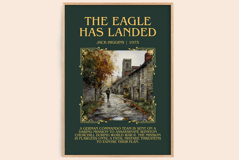 The Eagle Has Landed minimalist book poster by Jack Higgins – framed literary art print