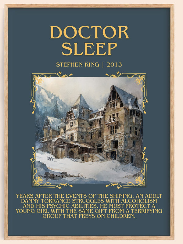 Doctor Sleep minimalist book poster by Stephen King – framed literary art print