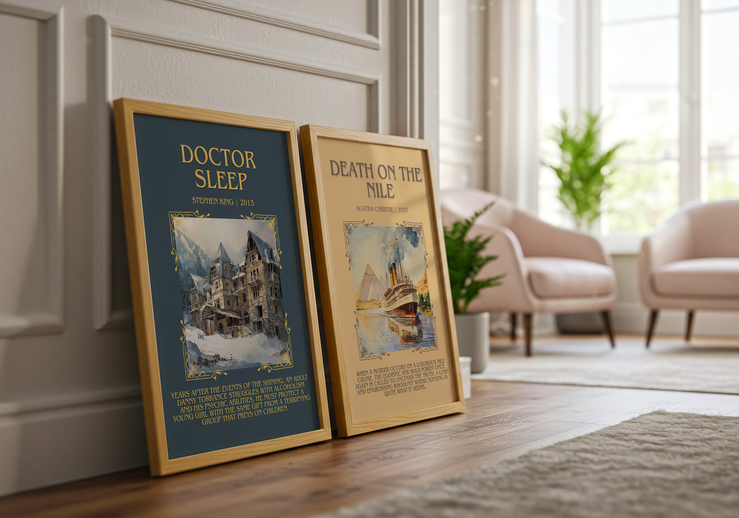 Doctor Sleep minimalist print framed by window – literary home decor