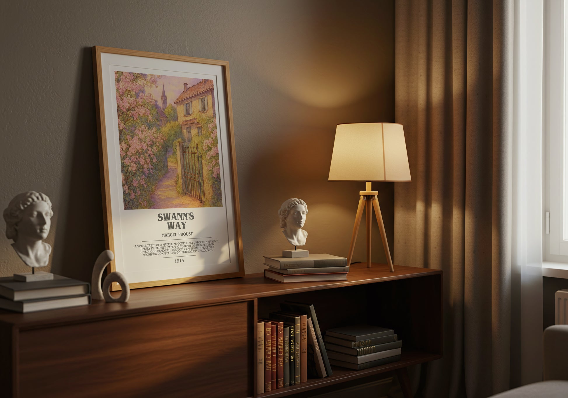Swann's Way bookish book poster framed on wall – classic literature wall art