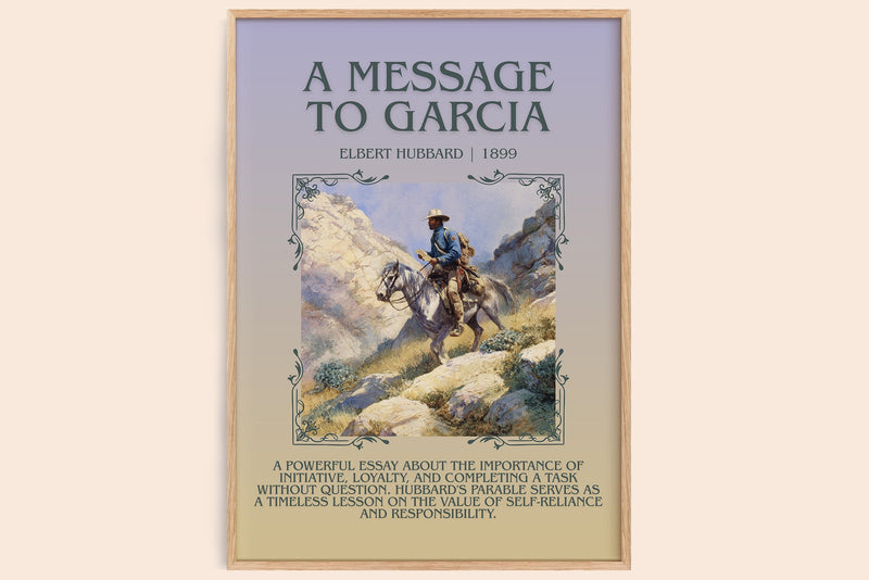 A Message to Garcia minimalist book poster by Elbert Hubbard – framed literary art print