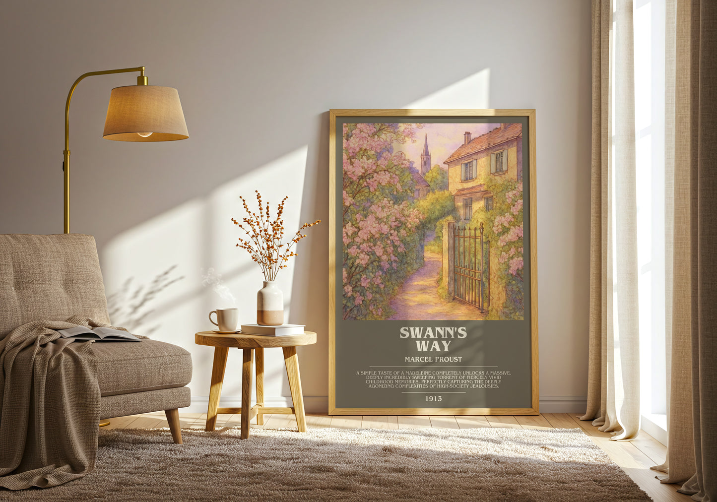 Swann's Way bookish print on bookshelf – Marcel Proust fan gift