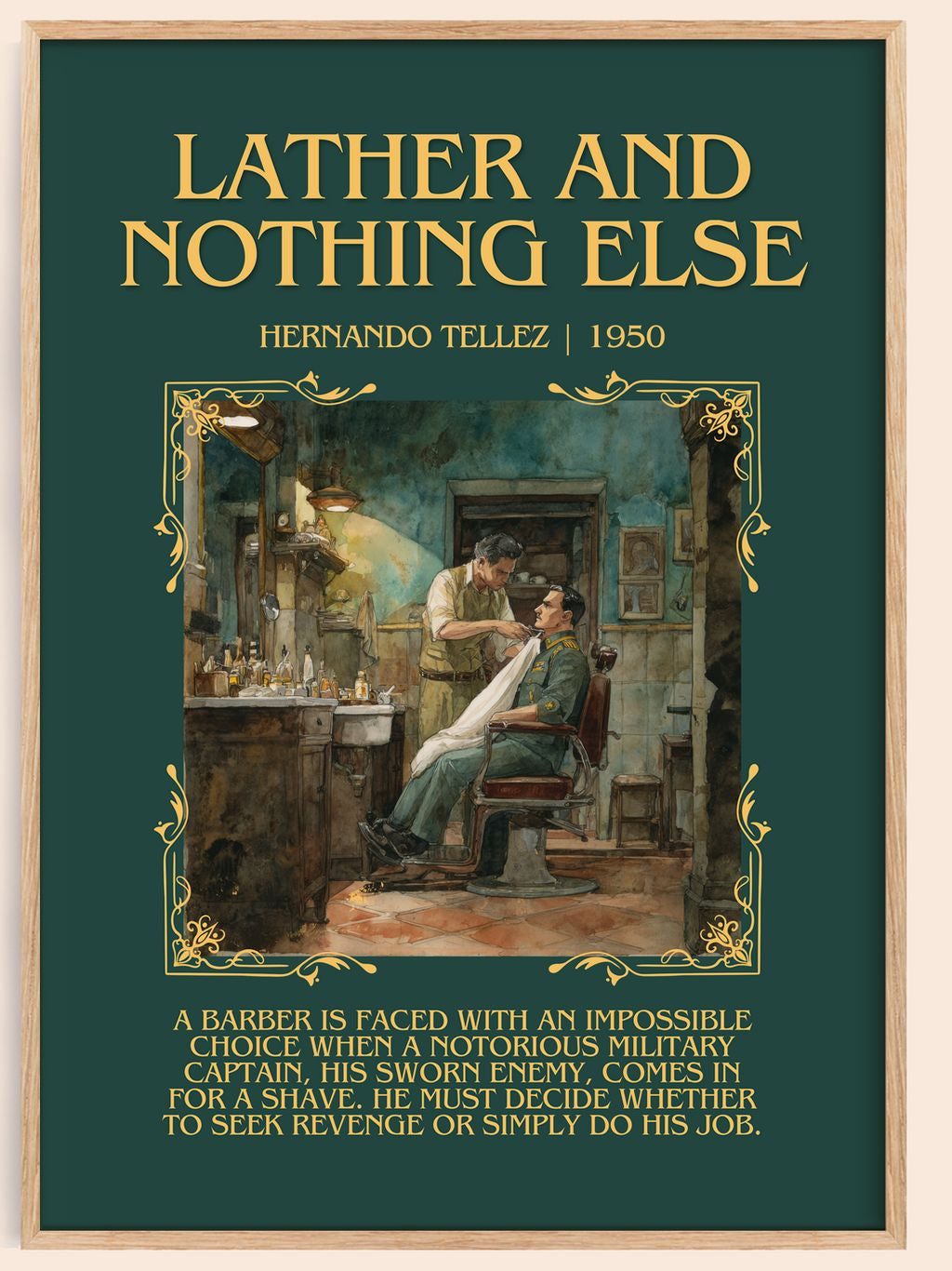 Lather And Nothing Else Minimalist Book Poster by Hernando Tellez – book poster