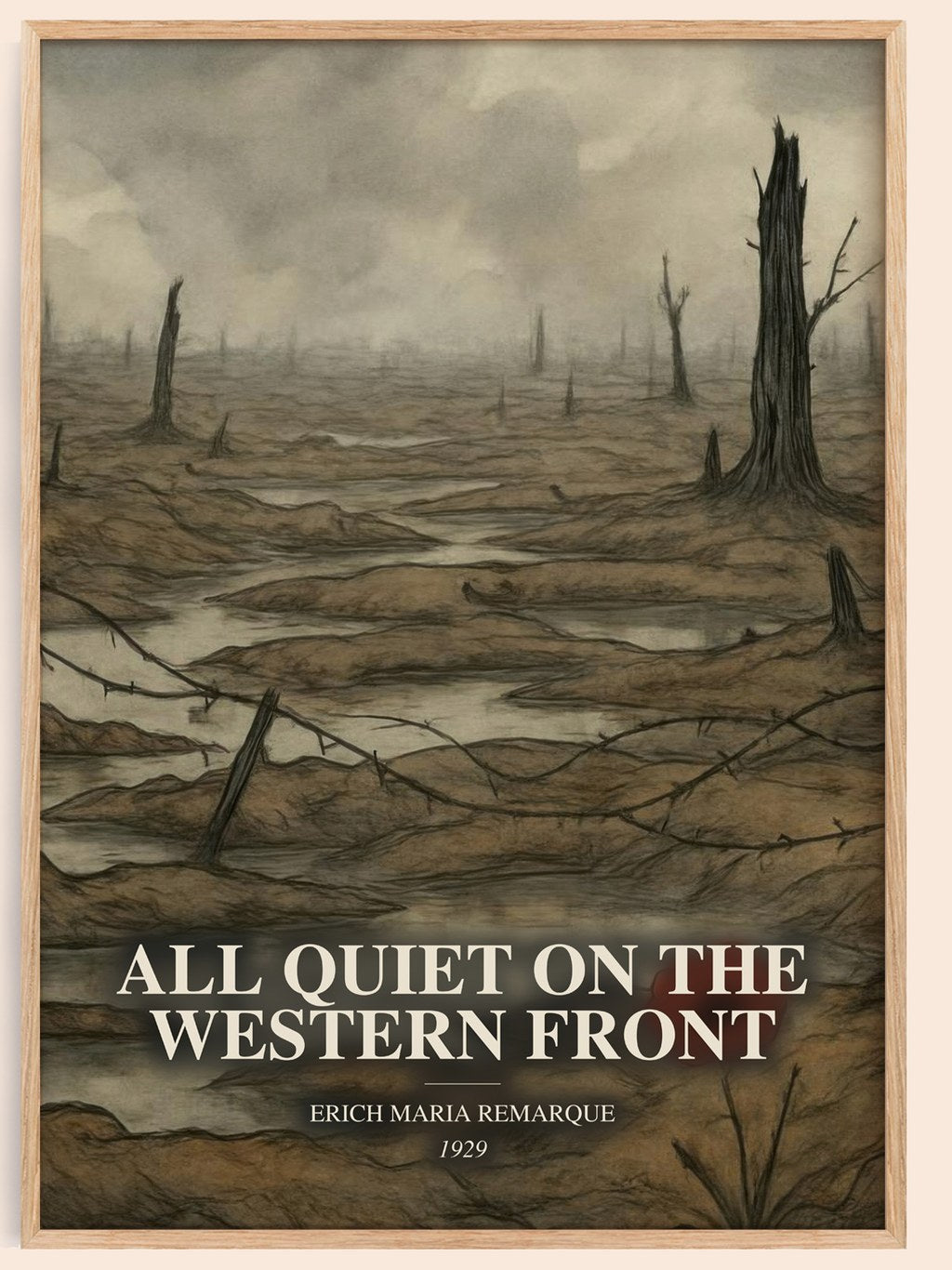 All Quiet On The Western Front watercolour book poster by Erich Maria Remarque – framed literary art print