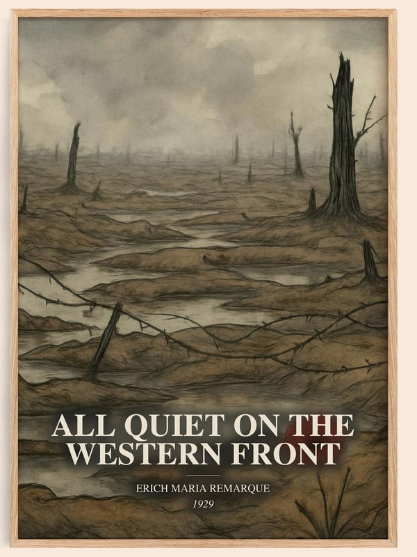 All Quiet On The Western Front watercolour book poster by Erich Maria Remarque – framed literary art print