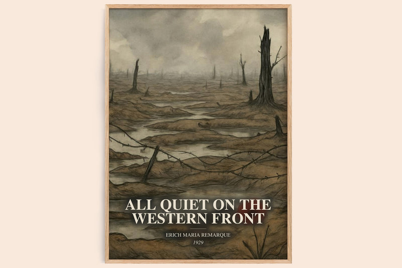 All Quiet On The Western Front watercolour book poster by Erich Maria Remarque – framed literary art print
