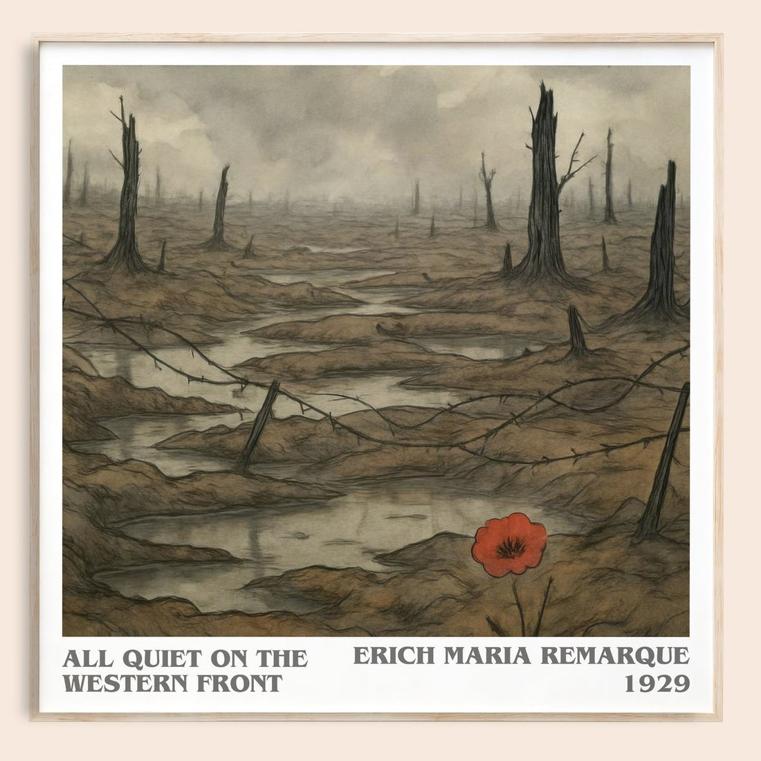 All Quiet On The Western Front literary book poster by Erich Maria Remarque – framed literary art print