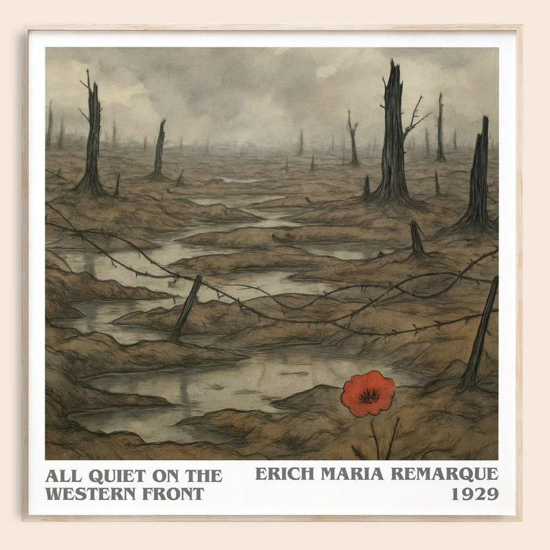 All Quiet On The Western Front literary book poster by Erich Maria Remarque – framed literary art print