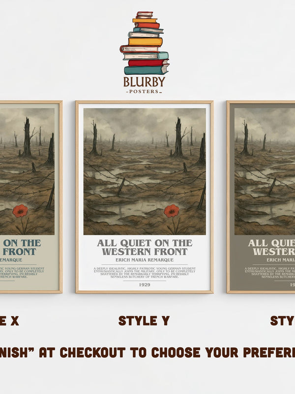 All Quiet On The Western Front bookish print in frame leaning in hallway – historical fiction wall art