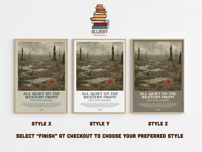 All Quiet On The Western Front bookish print in frame leaning in hallway – historical fiction wall art