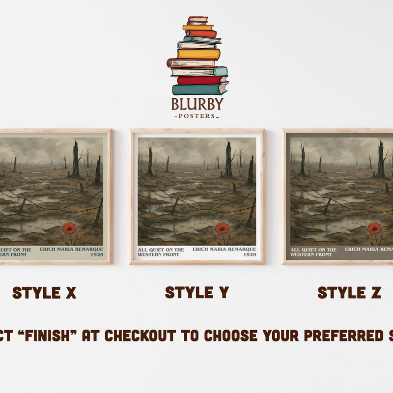 All Quiet On The Western Front literary print in frame leaning in hallway – historical fiction wall art
