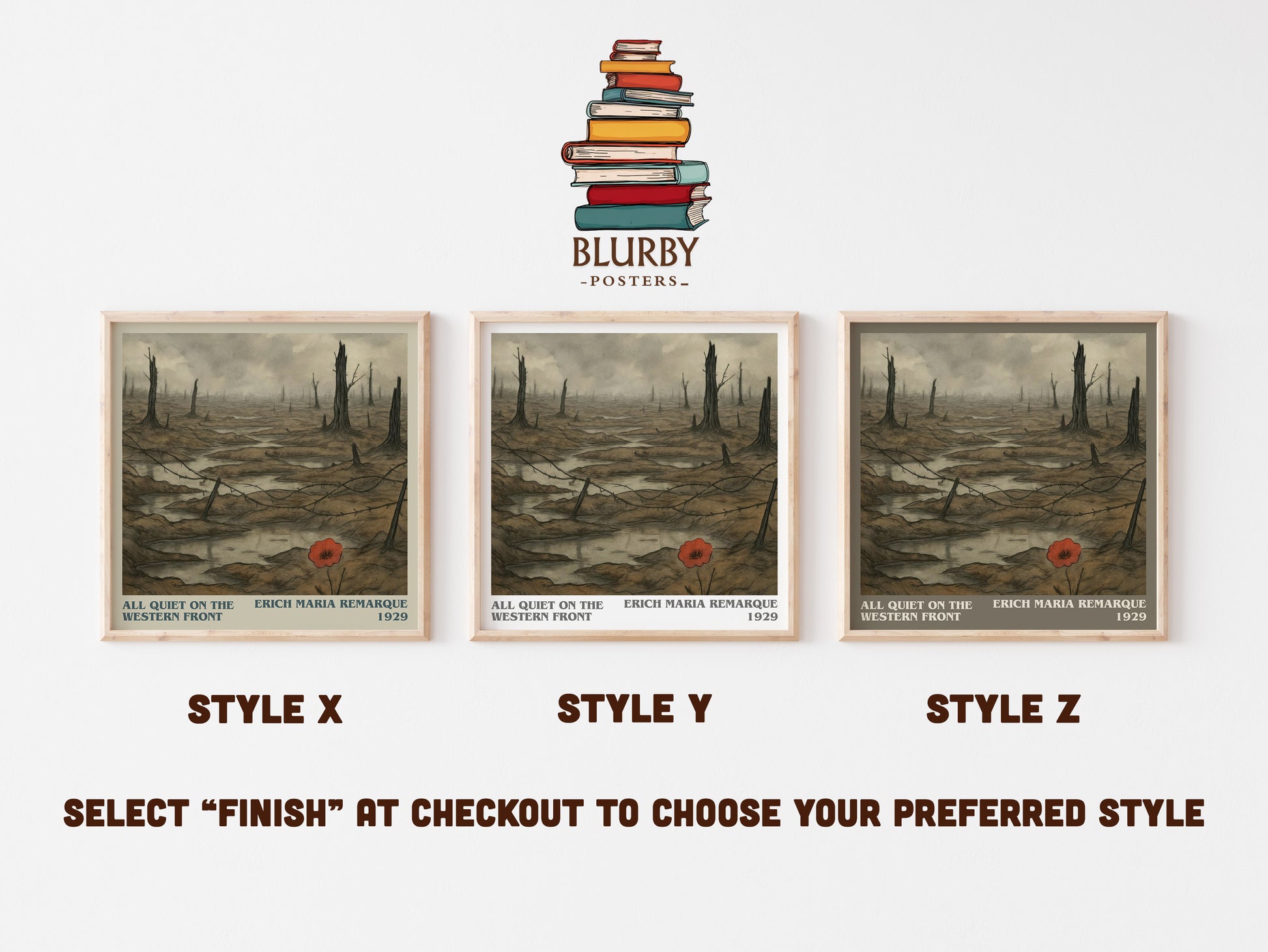 All Quiet On The Western Front literary print in frame leaning in hallway – historical fiction wall art