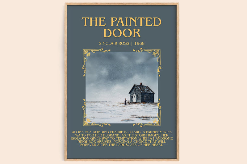 The Painted Door minimalist book poster by Sinclair Ross – framed literary art print