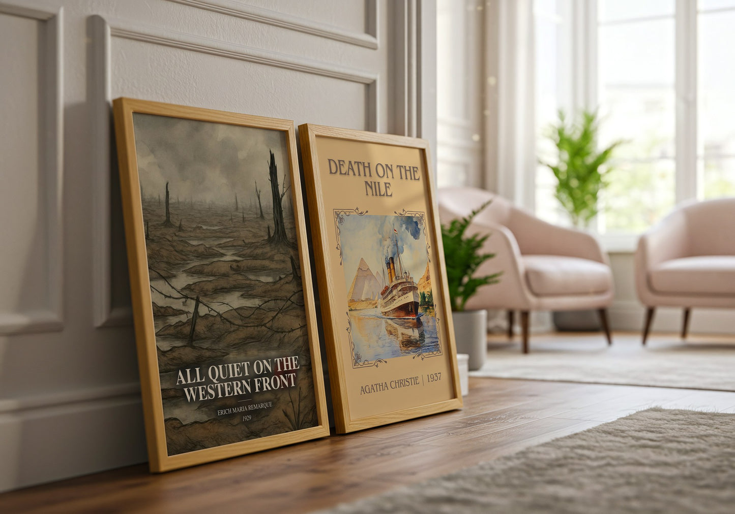 All Quiet On The Western Front watercolour print framed by window – literary home decor