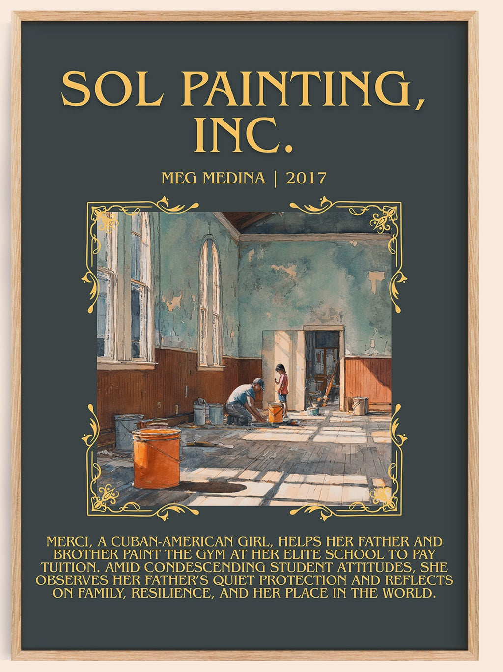Sol Painting, Inc minimalist book poster by Meg Madina – framed literary art print