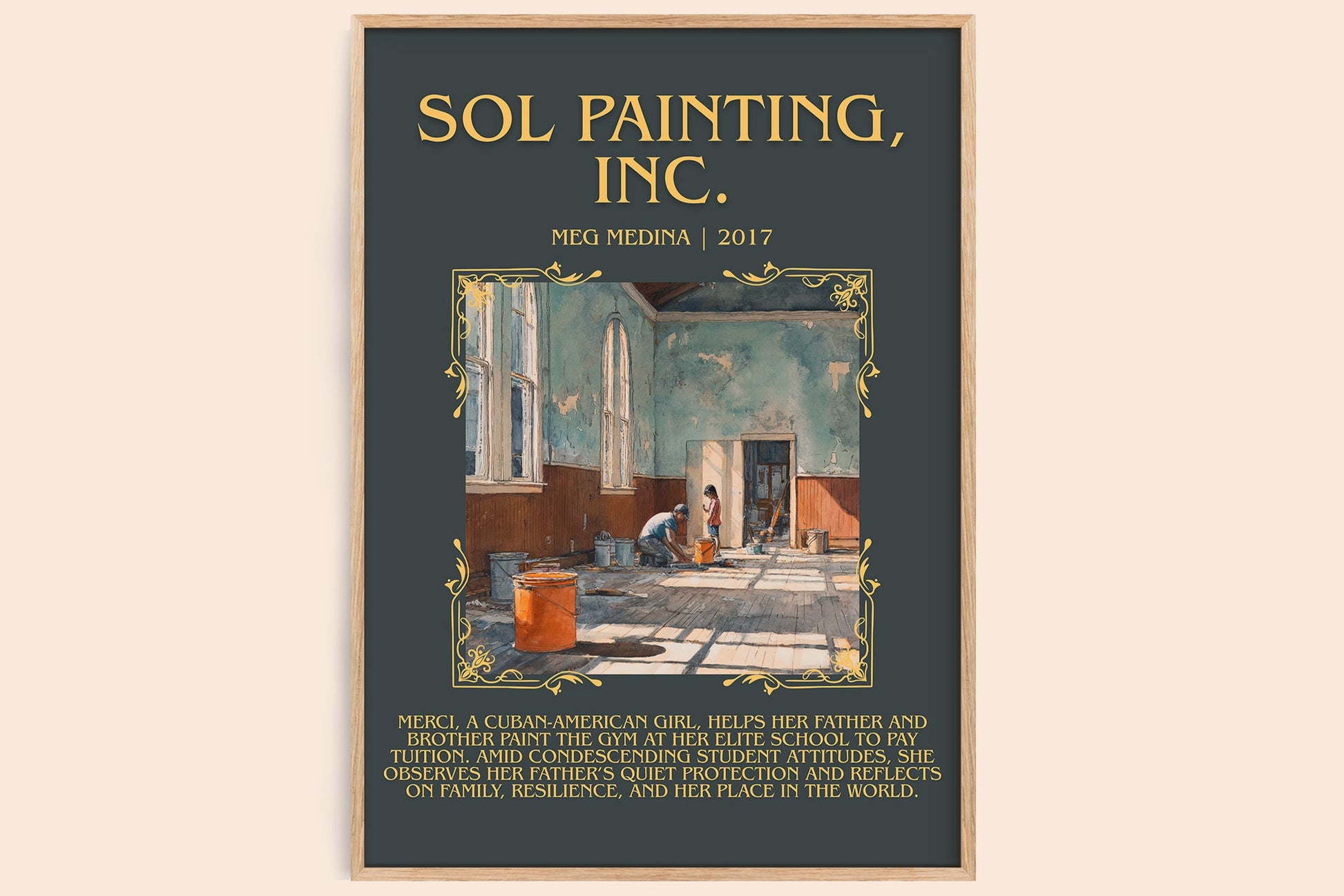 Sol Painting, Inc minimalist book poster by Meg Madina – framed literary art print