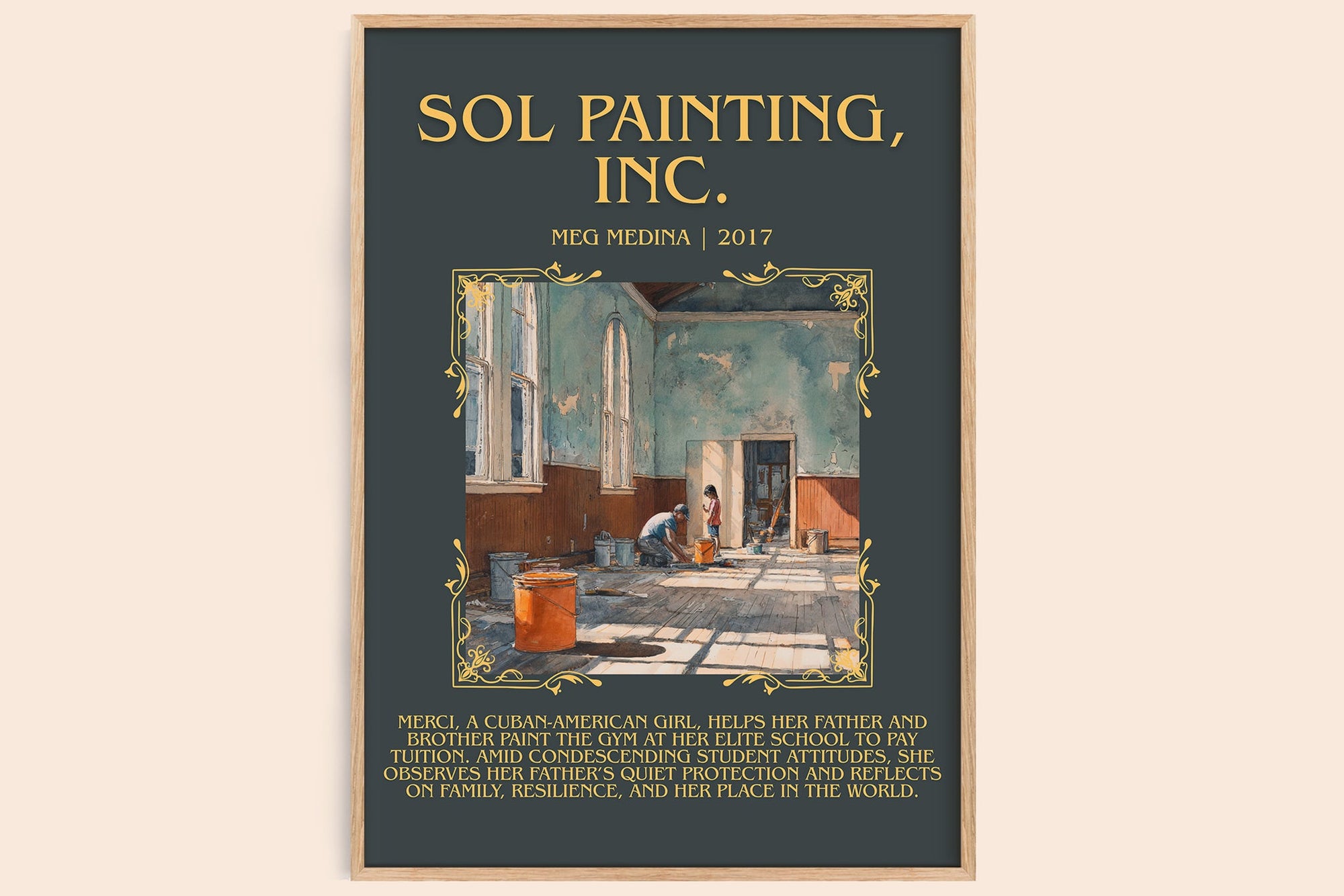 Sol Painting, Inc minimalist book poster by Meg Madina – framed literary art print