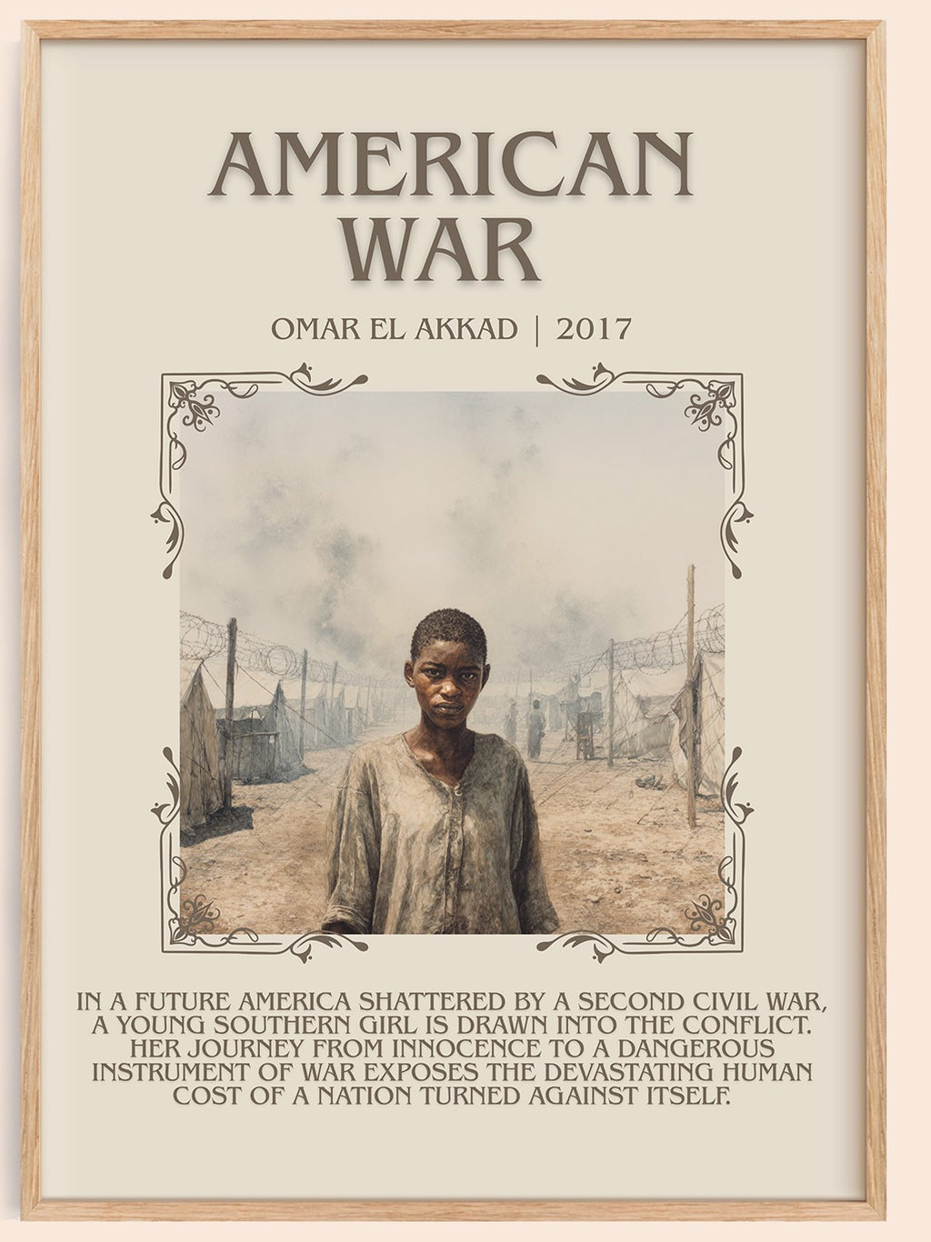 American War minimalist book poster by Omar El Akkad – framed literary art print