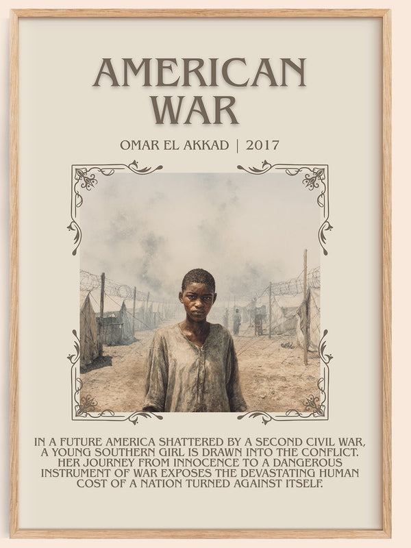 American War minimalist book poster by Omar El Akkad – framed literary art print