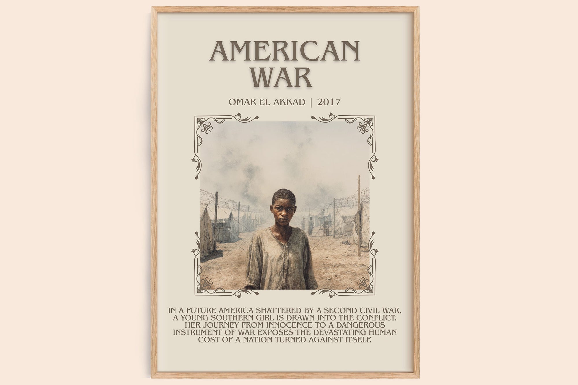 American War minimalist book poster by Omar El Akkad – framed literary art print