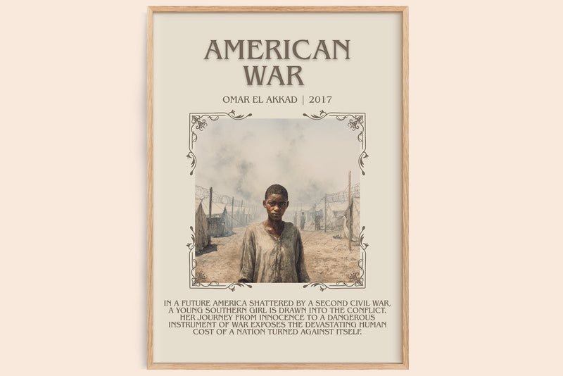 American War minimalist book poster by Omar El Akkad – framed literary art print