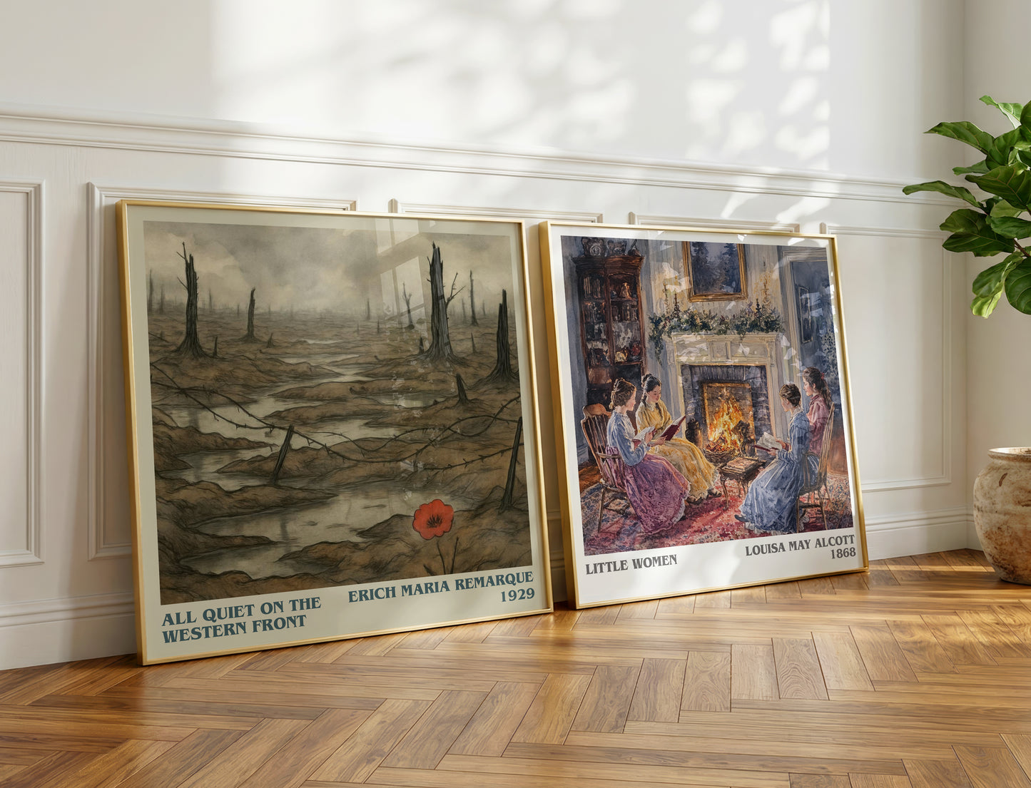 All Quiet On The Western Front literary print on bookshelf – Erich Maria Remarque fan gift