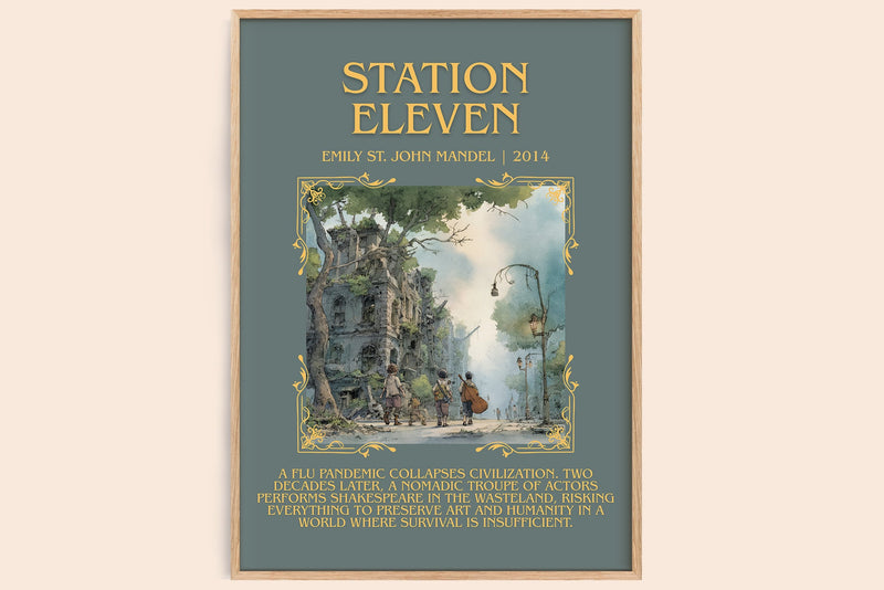 Station Eleven minimalist book poster by Emily St John Mandel – framed literary art print