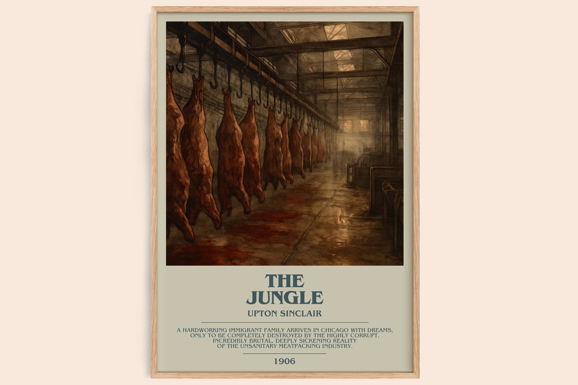 The Jungle bookish book poster by Upton Sinclair – framed literary art print