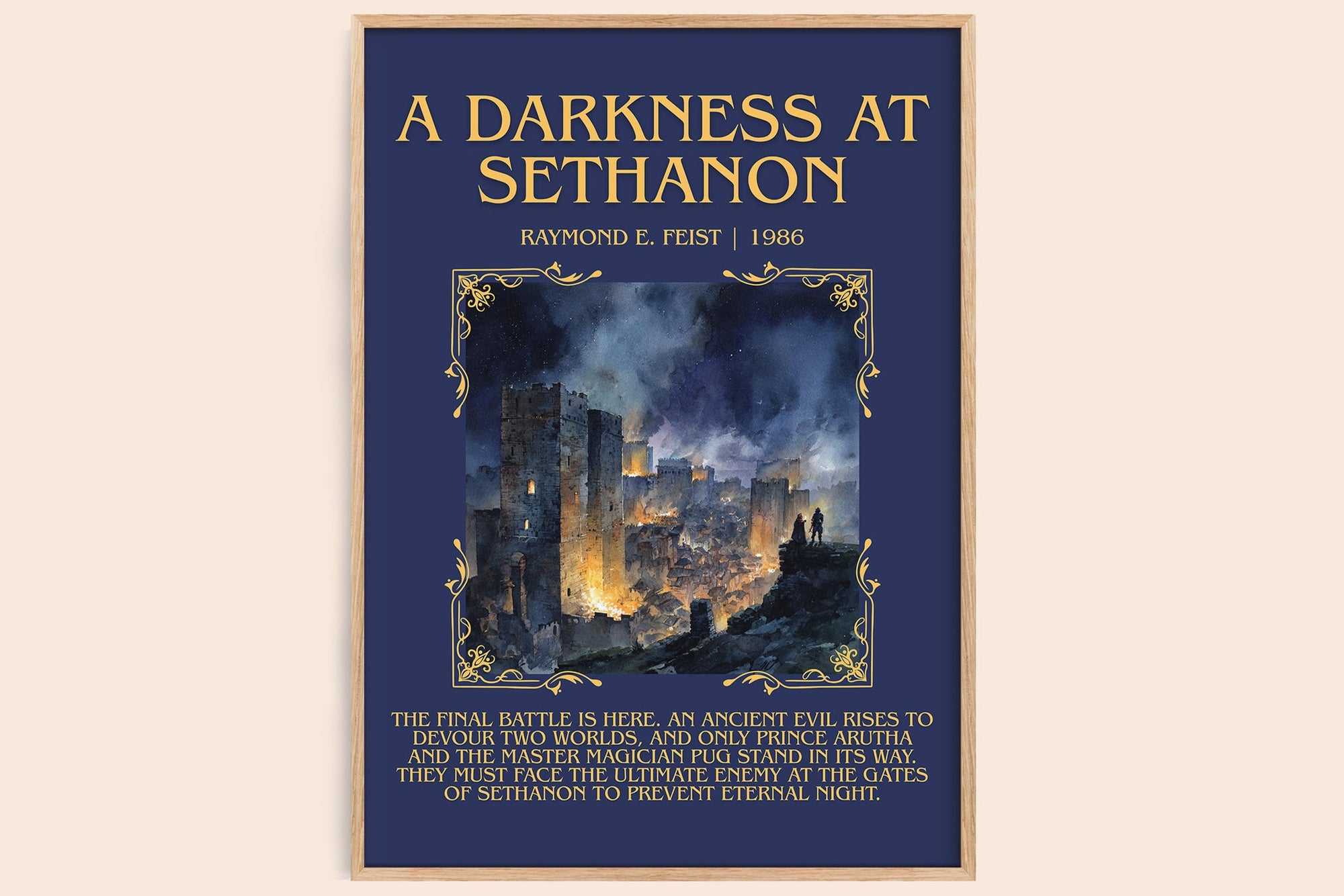 A Darkness at Sethanon minimalist book poster by Raymond E. Feist – framed literary art print