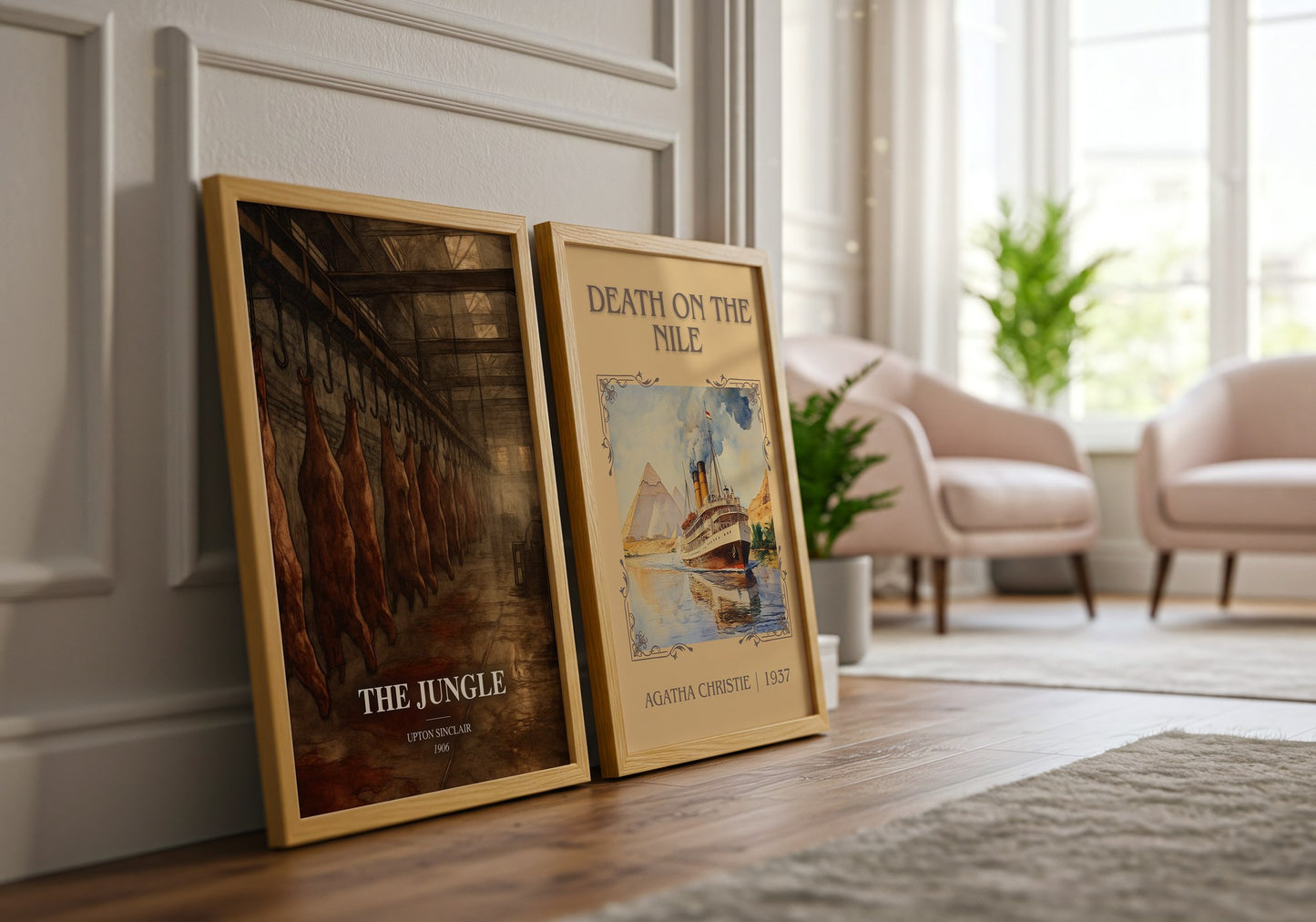 The Jungle watercolour print framed by window – literary home decor
