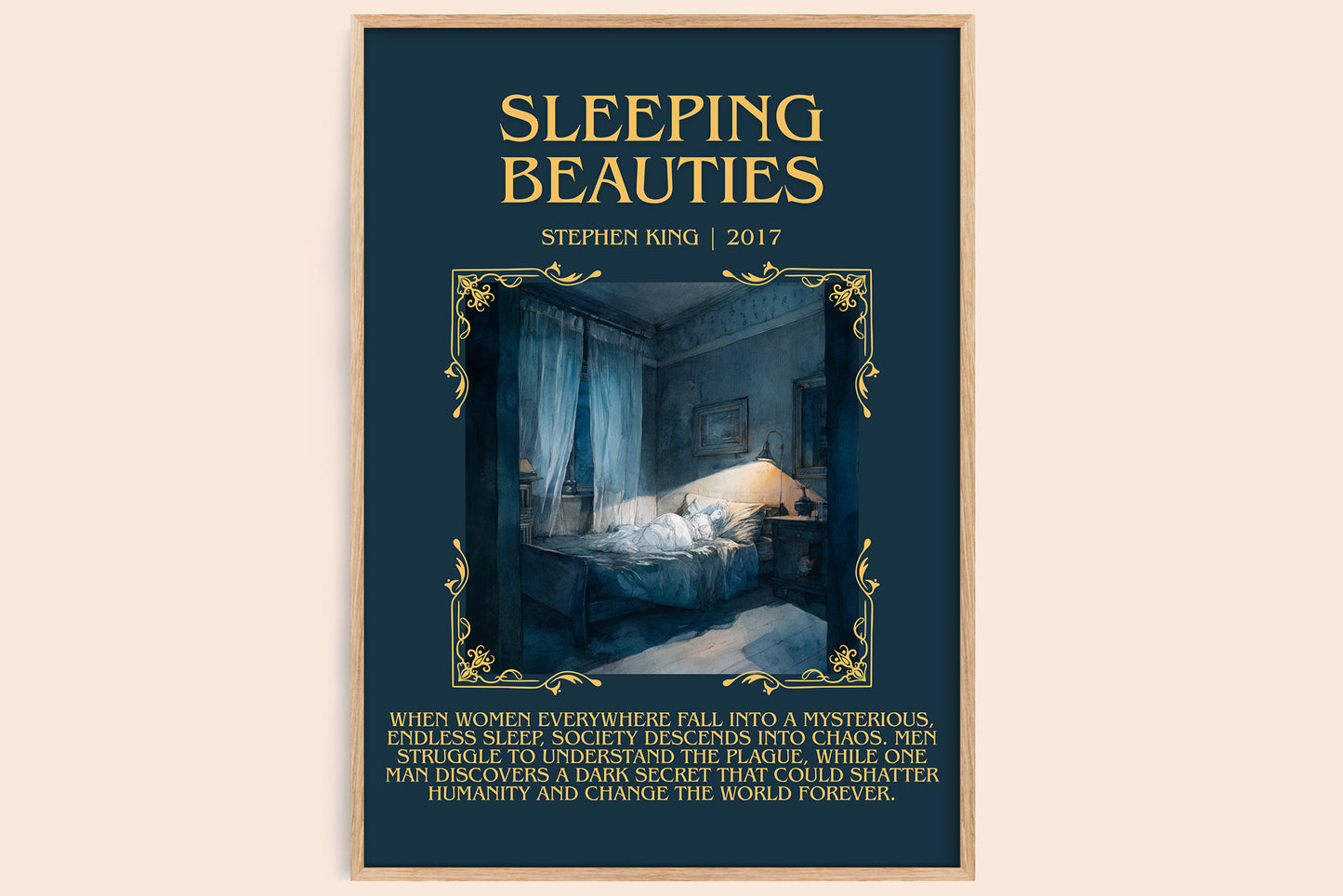 Sleeping Beauties minimalist book poster by Stephen King – framed literary art print