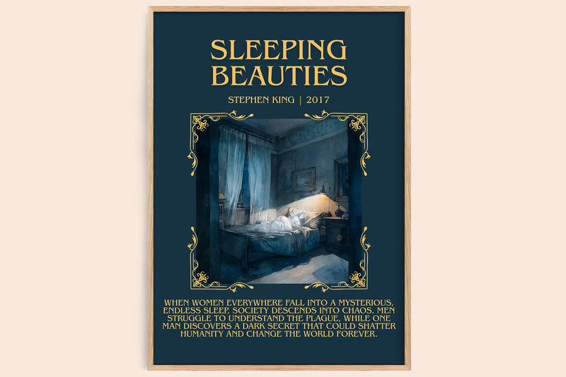 Sleeping Beauties minimalist book poster by Stephen King – framed literary art print