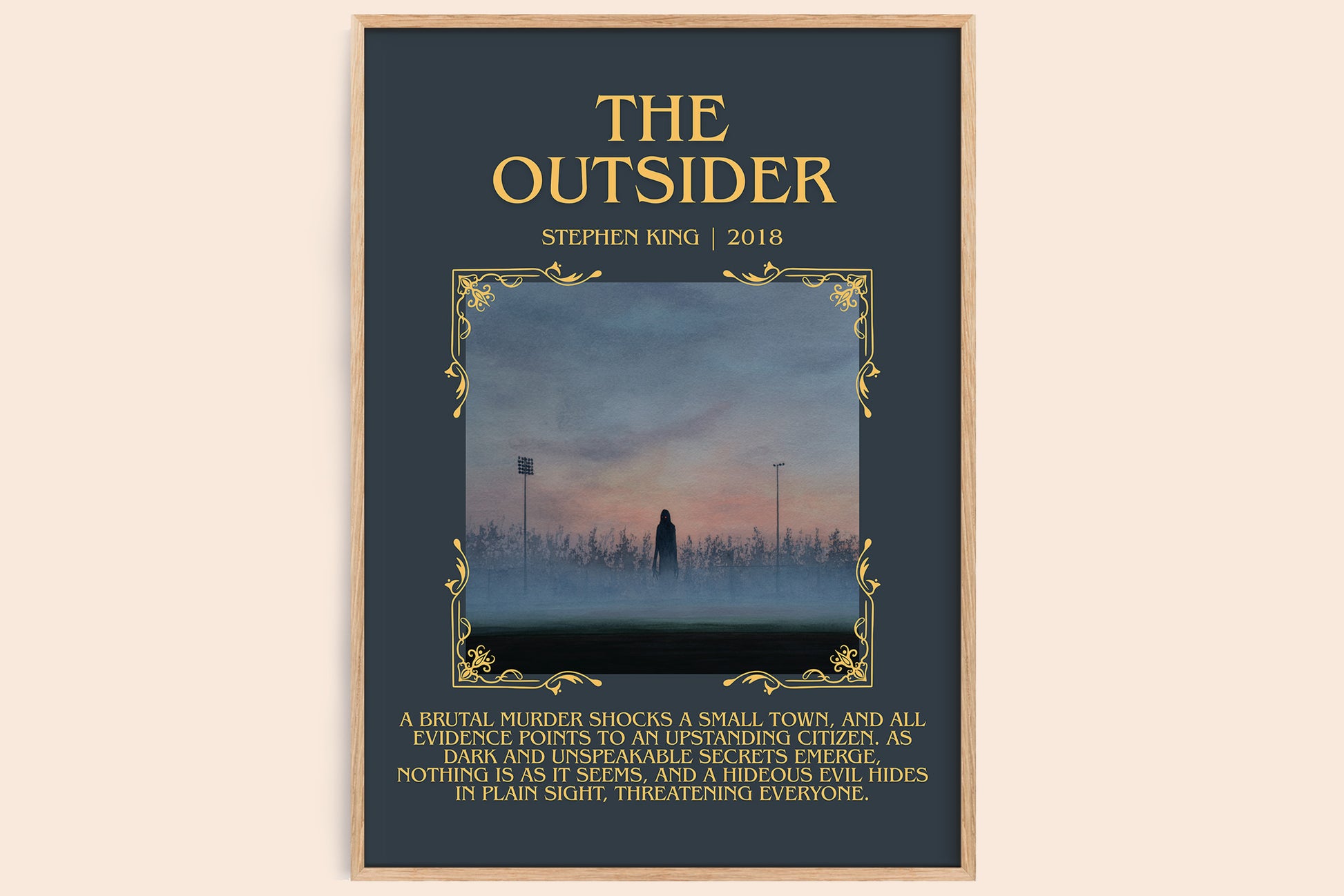 The Outsider minimalist book poster by Stephen King – framed literary art print